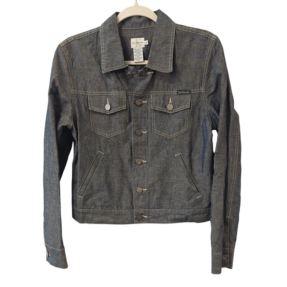 Calvin Klein Linen Trucker Jacket size Medium‎